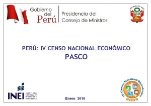 PER IV CENSO NACIONAL ECONMICO PASCO Enero 2010