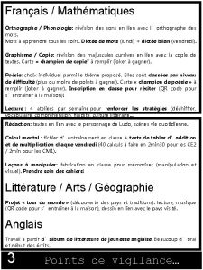 Franais Mathmatiques Orthographe Phonologie rvision des sons en