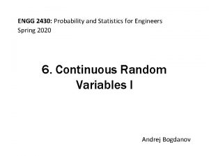 ENGG 2430 Probability and Statistics for Engineers Spring