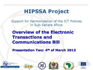 HIPSSA Project Support for Harmonization of the ICT