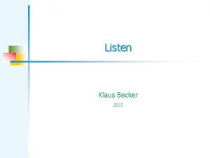 Listen Klaus Becker 2003 Listen 2 Ansgar A