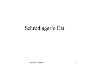 Schrodingers Cat Quantum Mechanics 1 A particular quantum