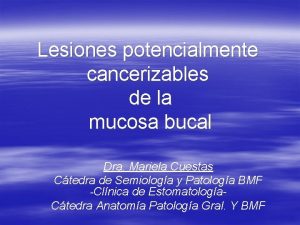 Lesiones potencialmente cancerizables de la mucosa bucal Dra