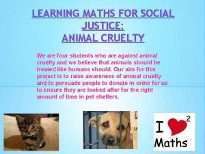 LEARNING MATHS FOR SOCIAL JUSTICE ANIMAL CRUELTY We