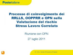 Processo di coinvolgimento dei RRLLS OOPPRR e OPN