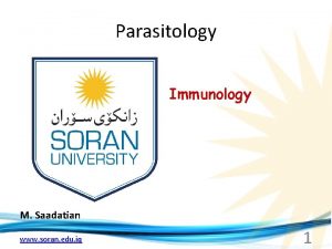 Parasitology Immunology M Saadatian www soran edu iq