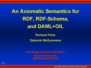 An Axiomatic Semantics for RDF RDFSchema and DAMLOIL