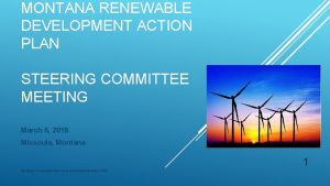 MONTANA RENEWABLE DEVELOPMENT ACTION PLAN STEERING COMMITTEE MEETING