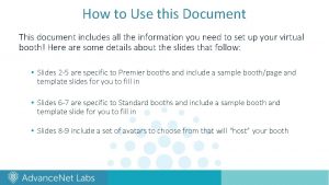 How to Use this Document This document includes