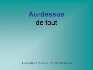 Audessus de tout Lenny Leblanc Paul Baloche 1999