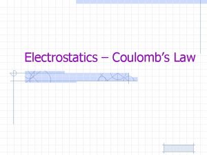 Electrostatics Coulombs Law Tues Wed Read Chapter 20