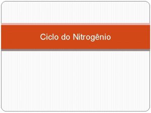 Ciclo do Nitrognio Ciclo do Nitrognio Constituinte dos