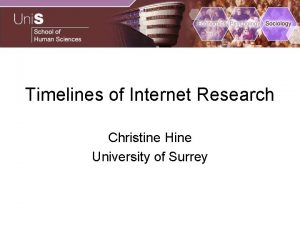 Timelines of Internet Research Christine Hine University of