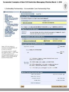 Screenshot Examples of New EVS Restrictive Messaging Effective