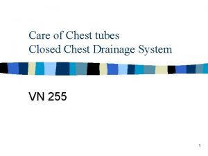 Care of Chest tubes Closed Chest Drainage System