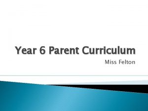 Year 6 Parent Curriculum Miss Felton Aims of