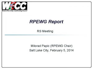 RPEWG Report RS Meeting Milorad Papic RPEWG Chair