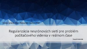 Vedci prce Mgr Alexander Szabari Ph D Regularizcia