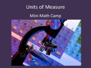 Units of Measure MiniMath Camp Scientists across the