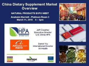 China Dietary Supplement Market Overview NATURAL PRODUCTS EXPO
