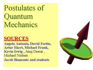 Postulates of Quantum Mechanics SOURCES Angela Antoniu David