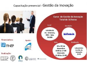 Capacitao presencial Gesto da Inovao Curso de Gesto