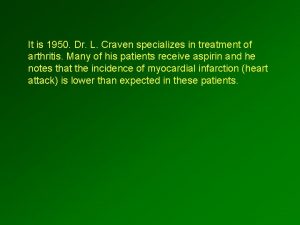 It is 1950 Dr L Craven specializes in