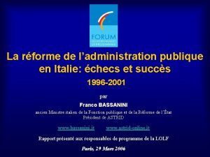 La rforme de ladministration publique en Italie checs