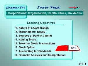 Chapter F 11 Power Notes Corporations Organization Capital