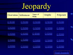Jeopardy Observations Inferences Types of Study Graphs Potpourri