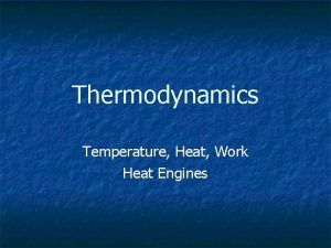 Thermodynamics Temperature Heat Work Heat Engines Introduction n