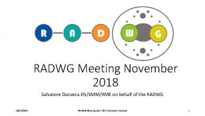 RADWG Meeting November 2018 Salvatore Danzeca ENSMMRME on