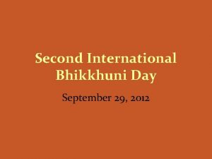 Second International Bhikkhuni Day September 29 2012 This