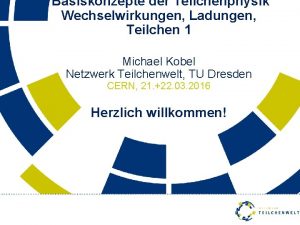 Basiskonzepte der Teilchenphysik Wechselwirkungen Ladungen Teilchen 1 Michael