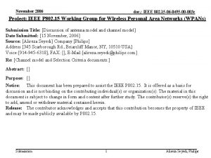 November 2006 doc IEEE 802 15 06 0495