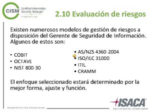 2 10 Evaluacin de riesgos Existen numerosos modelos