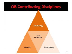 OB Contributing Disciplines Psychology Social Psychology Sociology Anthropology