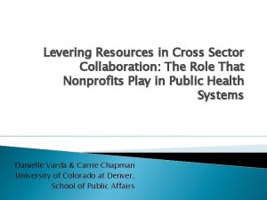 Levering Resources in Cross Sector Collaboration The Role