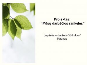 Projektas Ms darbios rankels Lopelis darelis Giliukas Kaunas