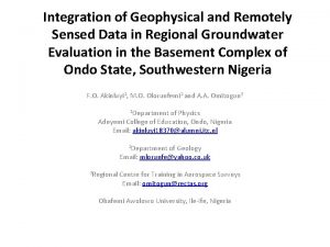 Integration of Geophysical and Remotely Sensed Data in