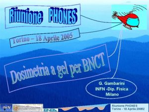 G Gambarini INFN Dip Fisica Milano Riunione PHONES