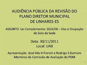 AUDINCIA PBLICA DA REVISO DO PLANO DIRETOR MUNICIPAL