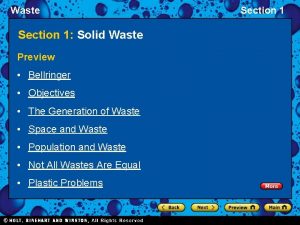 Waste Section 1 Solid Waste Preview Bellringer Objectives