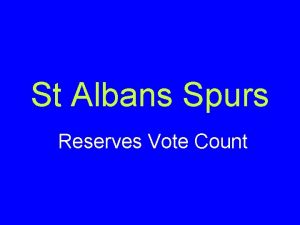 St Albans Spurs Reserves Vote Count St Albans