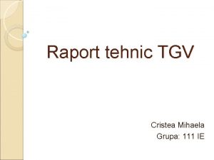 Raport tehnic TGV Cristea Mihaela Grupa 111 IE