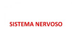 SISTEMA NERVOSO Sistema Nervoso 1 Introduo O sistema