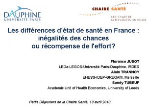 Les diffrences dtat de sant en France ingalits