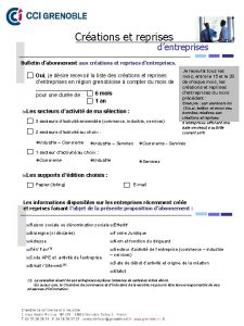 Crations et reprises dentreprises Bulletin dabonnement aux crations