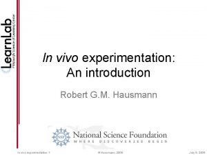 In vivo experimentation An introduction Robert G M