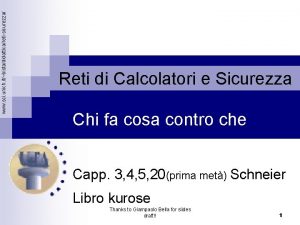 www sci unich itbistadidatticaretisicurezza Reti di Calcolatori e